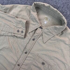 Mountain Hardwear Vented Long Sleeve Button Up Mens 2XL Nylon Blend Brown Stripe